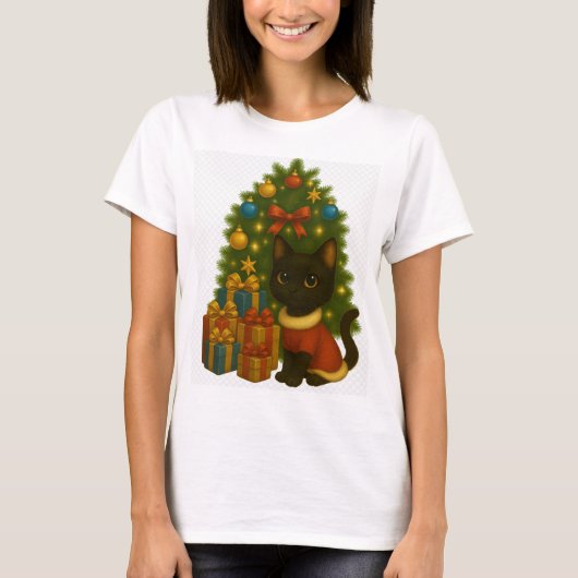“Black Cat Emi and the Christmas Tree” Tシャツ (正面)