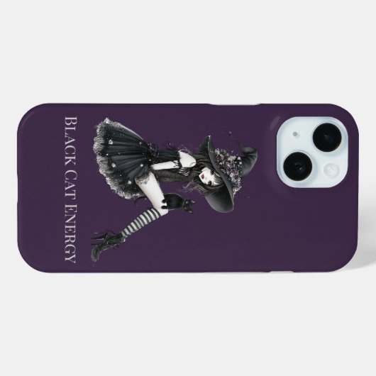 Black Cat Energy Gothic Witch Phone Case Case-Mate iPhoneケース (裏面 (横))