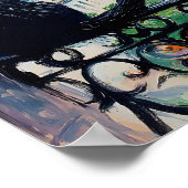 Black cat enjoying the view of the Eiffel Tower ポスター (角)