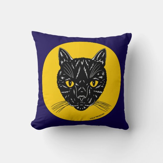 Black Cat Face クッション (正面)