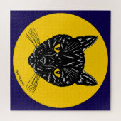 Black Cat Face ジグソーパズル (横)