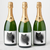 Black Cat Filing Nails スパークリングワインラベル (ボトル)