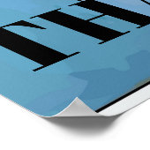 Black Cat & Flowers In Blue Room文字 ポスター (角)