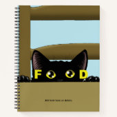 Black Cat Food Funny Hungry Kitty Humor ノートブック (正面)