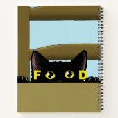 Black Cat Food Funny Hungry Kitty Humor ノートブック (裏面)