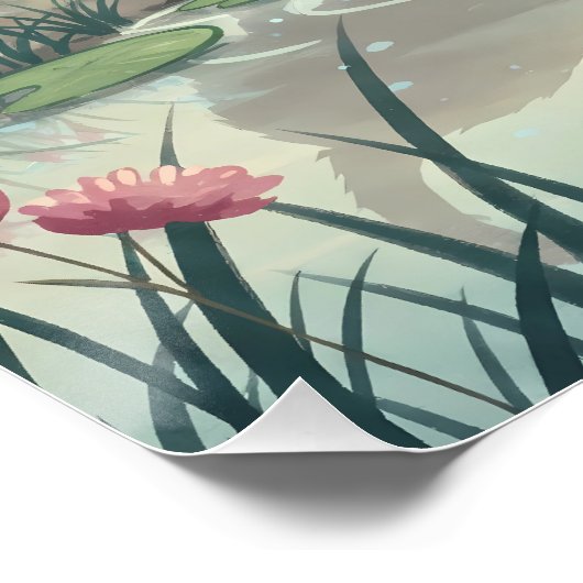  Black Cat & Frogs ポスター (コーナー)