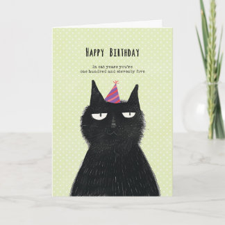black cat funny birthday card カード