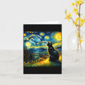 Black Cat Funny Cat Lover Mom Daddy Starry Night V カード (黄色い花)