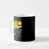 Black Cat Funny Cat Lover Mom Daddy Starry Night V コーヒーマグカップ (正面左)