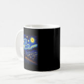 Black Cat Funny Cat Lover Mom Daddy Starry Night V コーヒーマグカップ (正面左)