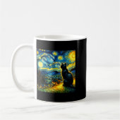 Black Cat Funny Cat Lover Mom Daddy Starry Night V コーヒーマグカップ (左)