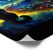 Black Cat Funny Cat Lover Mom Daddy Starry Night V ポスター (角)