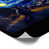 Black Cat Funny Cat Lover Mom Daddy Starry Night V ポスター (角)