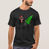 Black Cat Gift Pushing Christmas Tree Over Cat Wha Tシャツ (正面)