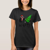 Black Cat Gift Pushing Christmas Tree Over Cat Wha Tシャツ (正面)