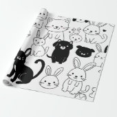 Black Cat Gift Wrapping Paper ラッピングペーパー (アンロールド)