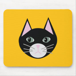 Black cat green eyes マウスパッド