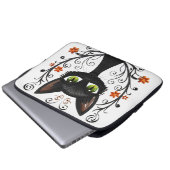  Black Cat Green Eyes Filigree Design laptop case ラップトップスリーブ (正面下部)