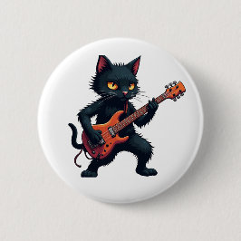 Black Cat Guitar Player 缶バッジ