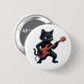 Black Cat Guitar Player 缶バッジ (正面&裏面)