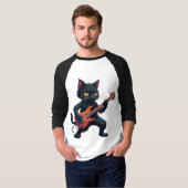Black Cat Guitar Player Tシャツ (正面フル)