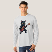 Black Cat Guitar Player Tシャツ (正面フル)