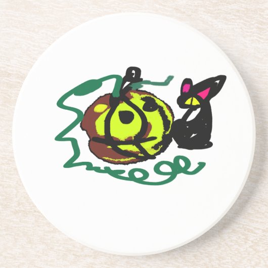 Black Cat Halloween art  コースター (正面)