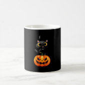 Black Cat Halloween Design � Spooky Pumpkin Art fo コーヒーマグカップ (中央)