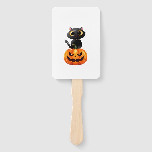 Black Cat Halloween Design � Spooky Pumpkin Art fo ハンドファン (正面)