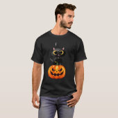 Black Cat Halloween Design � Spooky Pumpkin Art fo Tシャツ (正面フル)