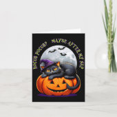 Black Cat Halloween Funny Pumpkin Costume Gift カード (正面)