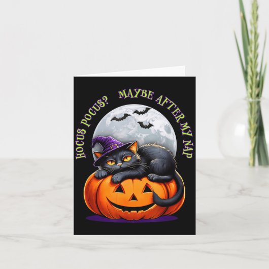 Black Cat Halloween Funny Pumpkin Costume Gift  カード (正面)