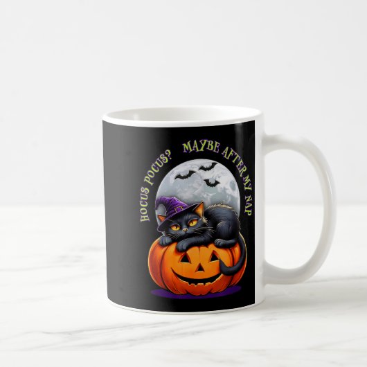 Black Cat Halloween Funny Pumpkin Costume Gift  コーヒーマグカップ (右)
