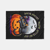 Black Cat Halloween Funny Pumpkin Costume Gift  フリースブランケット (正面(横))