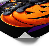 Black Cat Halloween Funny Pumpkin Costume Gift  ポスター (角)
