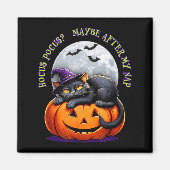 Black Cat Halloween Funny Pumpkin Costume Gift  マグネット (正面)