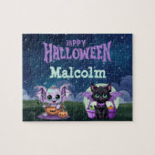 Black Cat Halloween Kid Puzzle  ジグソーパズル (横)