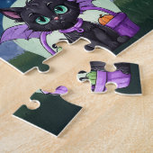 Black Cat Halloween Kid Puzzle ジグソーパズル (側面)