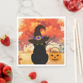 Black Cat Halloween Paper Napkin スタンダードランチョンナプキン