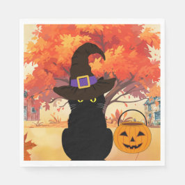 Black Cat Halloween Paper Napkin スタンダードランチョンナプキン