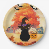 Black Cat Halloween Paper Plates ペーパープレート (正面)