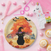 Black Cat Halloween Paper Plates ペーパープレート (パーティー)