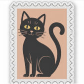 Black Cat Halloween Postage Stamp シール (正面)