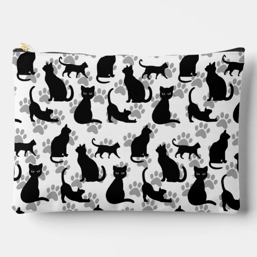 Black Cat Halloween Print Make-up Bag アクセサリーポーチ (正面)