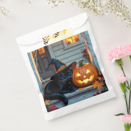 Black Cat Halloween Pumpkin Carving Party フェイバーバッグ
