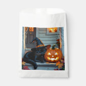 Black Cat Halloween Pumpkin Carving Party フェイバーバッグ (正面)