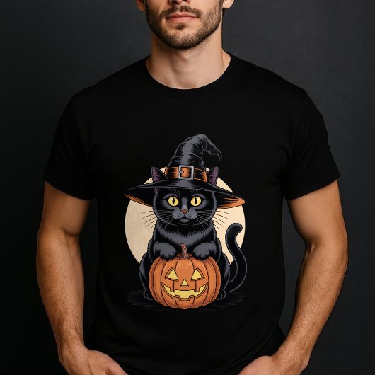 Black Cat Halloween Pumpkin Tシャツ