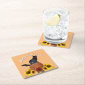  Black Cat Halloween Sunflowers Pumpkins Orange  スクエアペーパーコースター (インサイチュ)