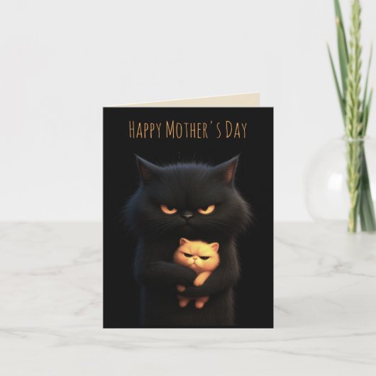 Black Cat Happy Mother's Day カード (正面)