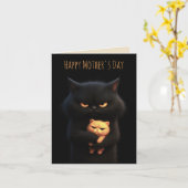 Black Cat Happy Mother's Day カード (黄色い花)
